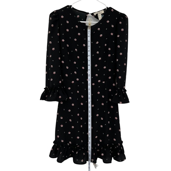 NWT Forever 21 Black Red Lined Pleated Flower Mini Dress Size Small Women’s - Picture 4 of 8